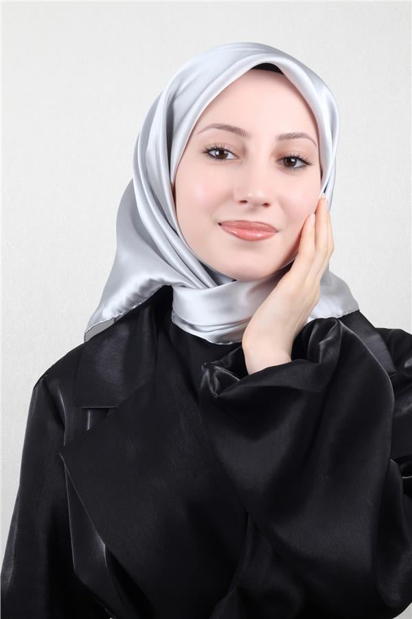 Joyas Düz İpek Eşarp 4142-12 Açık Gri