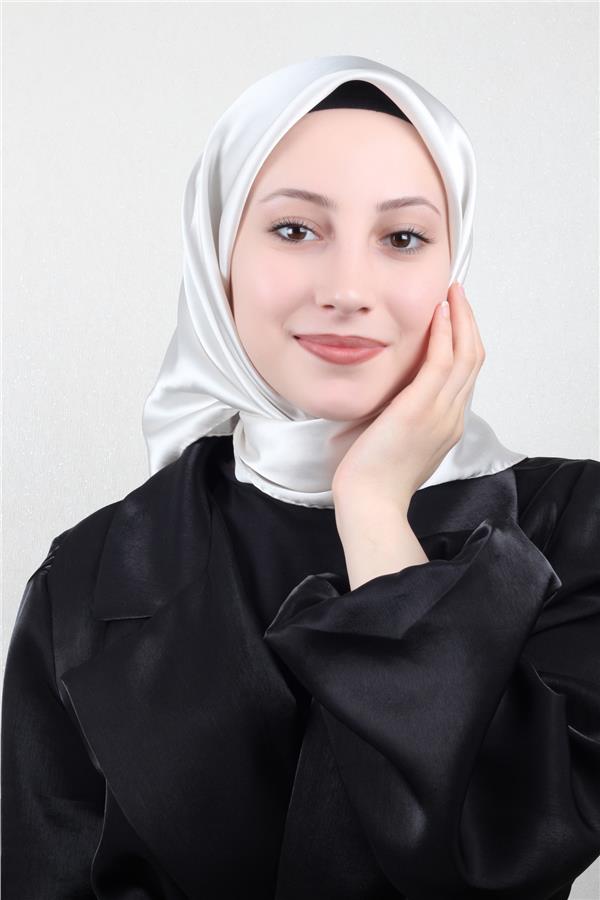 Joyas Düz İpek Eşarp 4142-13 Kırık Beyaz