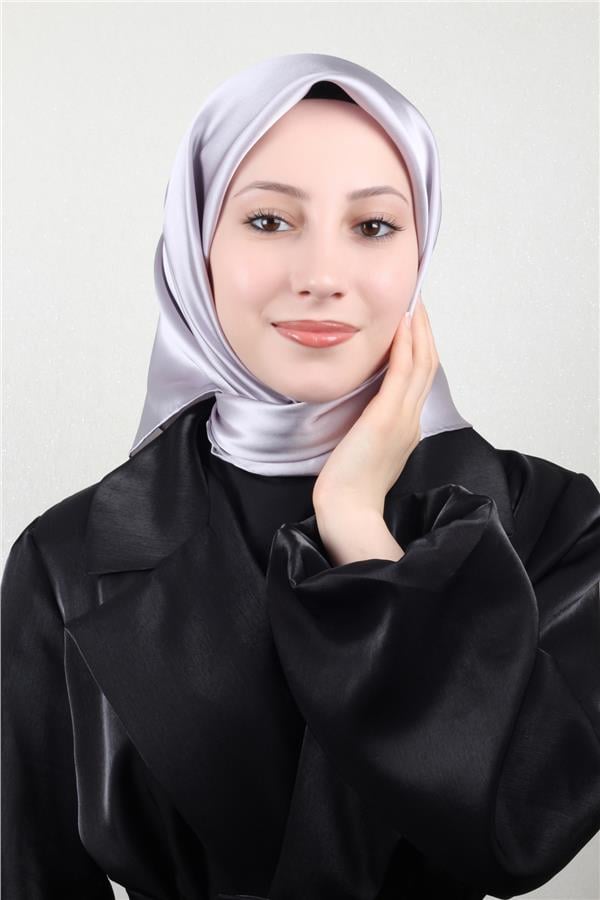 Joyas Düz İpek Eşarp 4142-4 Gümüş