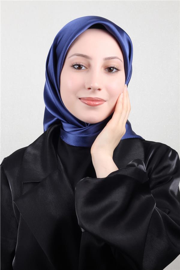 Joyas Düz İpek Eşarp 4142-9 Gece Mavisi