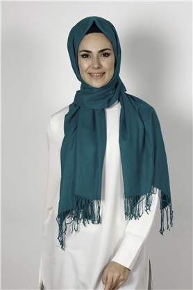 Kalın Paşmina Şal 520-0001-40 Petrol Mavisi