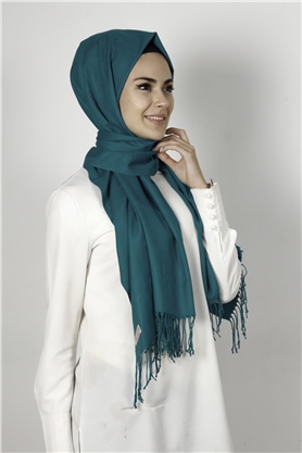 Kalın Paşmina Şal 520-0001-40 Petrol Mavisi