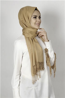 Kalın Paşmina Şal 520-0001-42 Bal Köpüğü