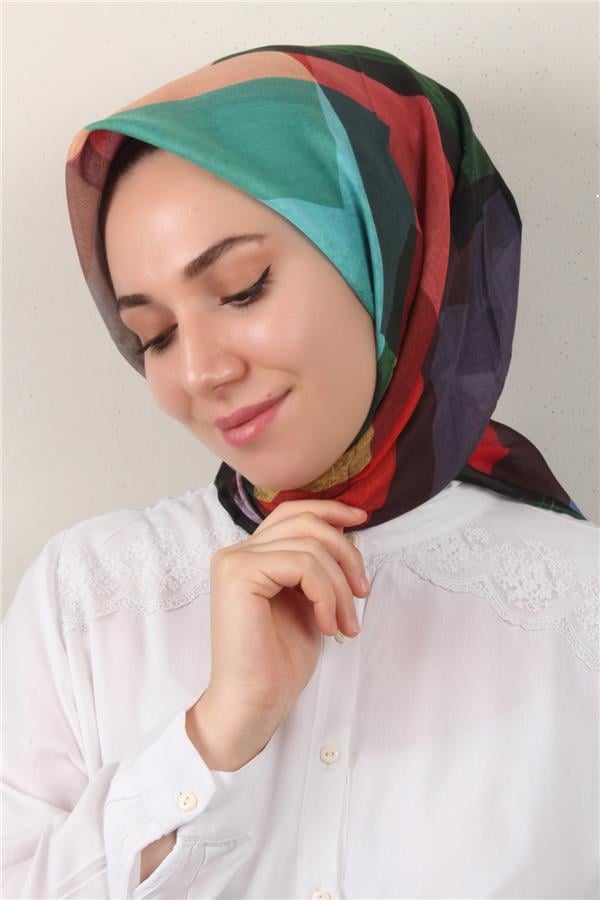 Lavina Fresh Eşarp 2772-7 Siyah-Yeşil