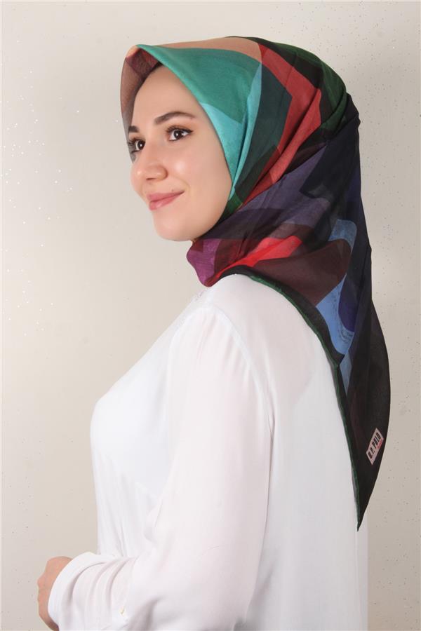 Lavina Fresh Eşarp 2772-7 Siyah-Yeşil