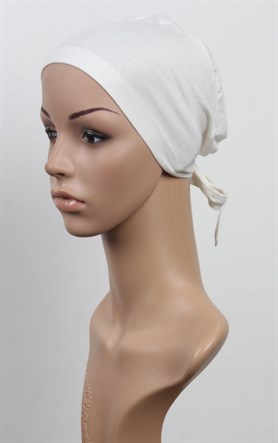 Likralı Bağlı Bone 2509-13 Kırık Beyaz