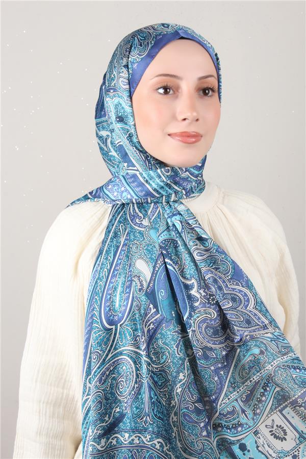 Linda Etnik Desen Şal 1717-17 İndigo 