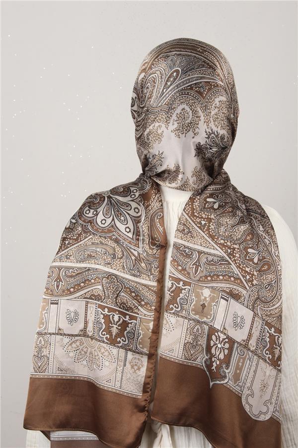 Linda Etnik Desen Şal 1717-6 Kahve 