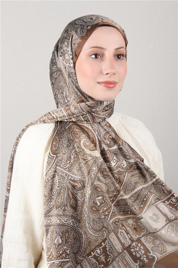 Linda Etnik Desen Şal 1717-6 Kahve 