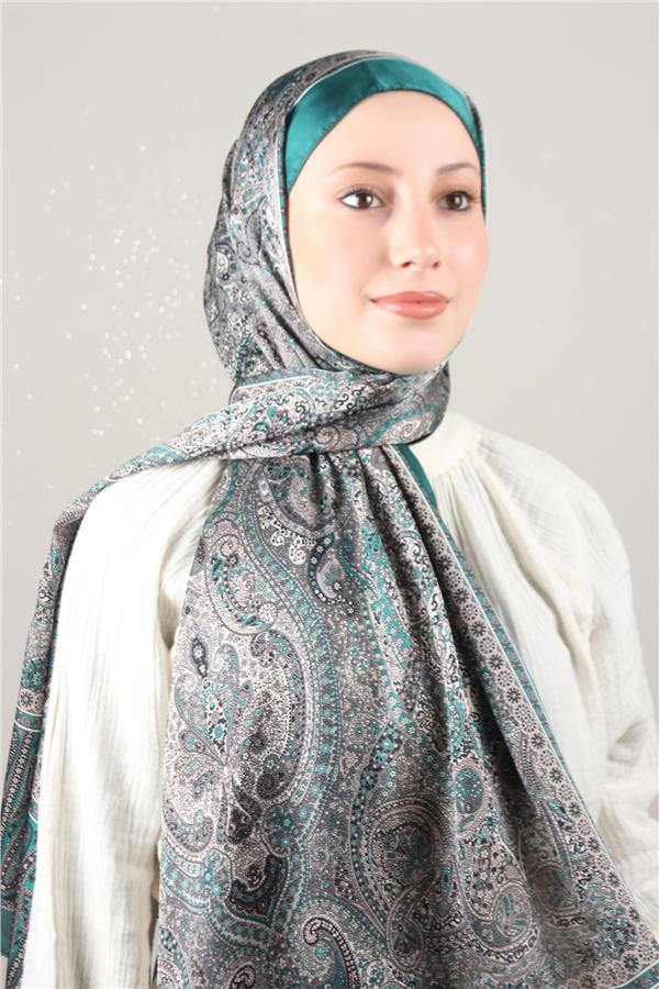 Linda Etnik Desen Şal 1718-10 Zümrüt 