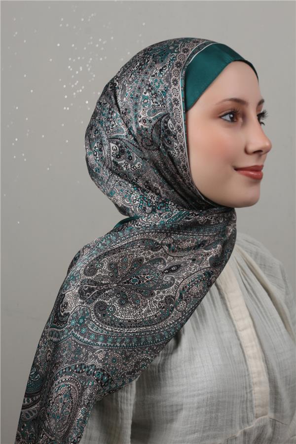 Linda Etnik Desen Şal 1718-10 Zümrüt 