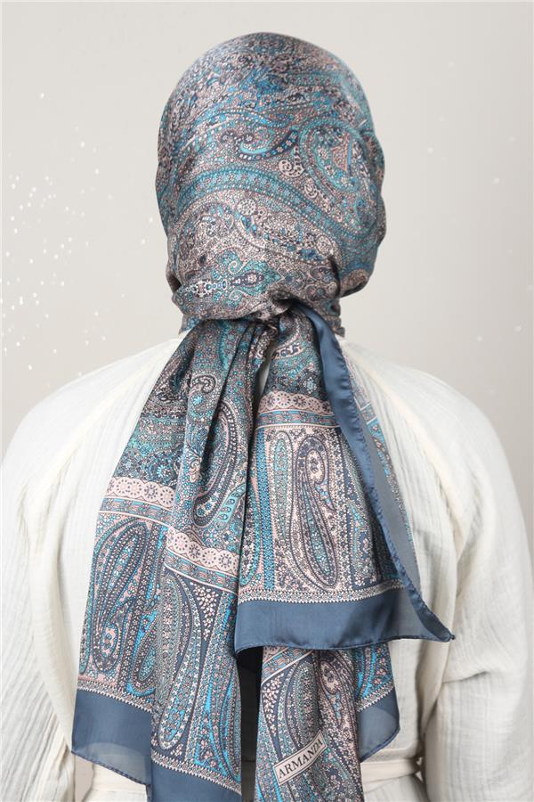Linda Etnik Desen Şal 1718-12 Mavi 