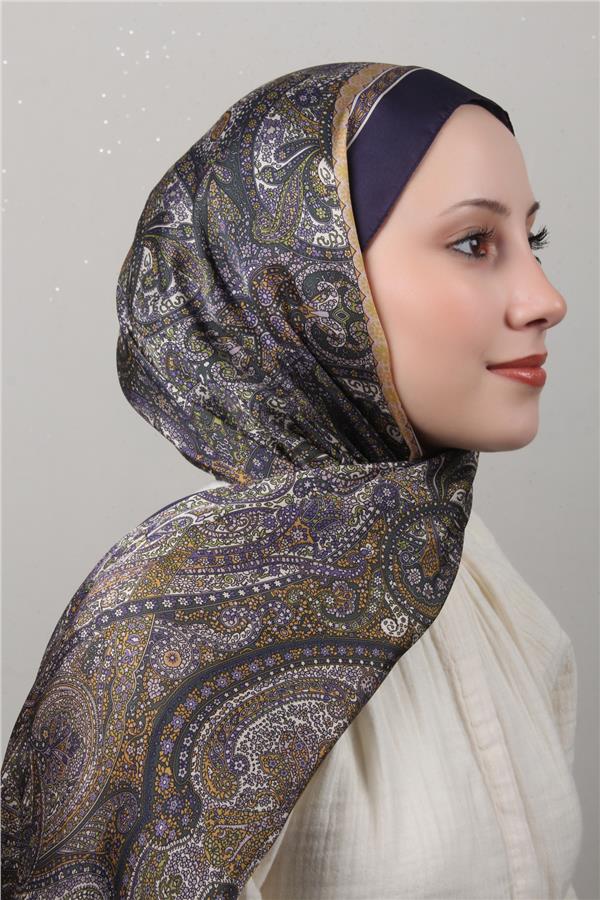 Linda Etnik Desen Şal 1718-15 Lacivert 