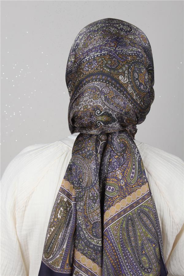 Linda Etnik Desen Şal 1718-15 Lacivert 