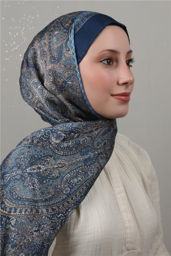 Linda Etnik Desen Şal 1718-5 Lacivert 