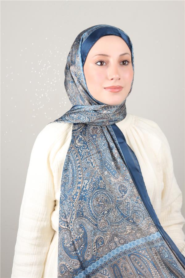 Linda Etnik Desen Şal 1718-5 Lacivert 