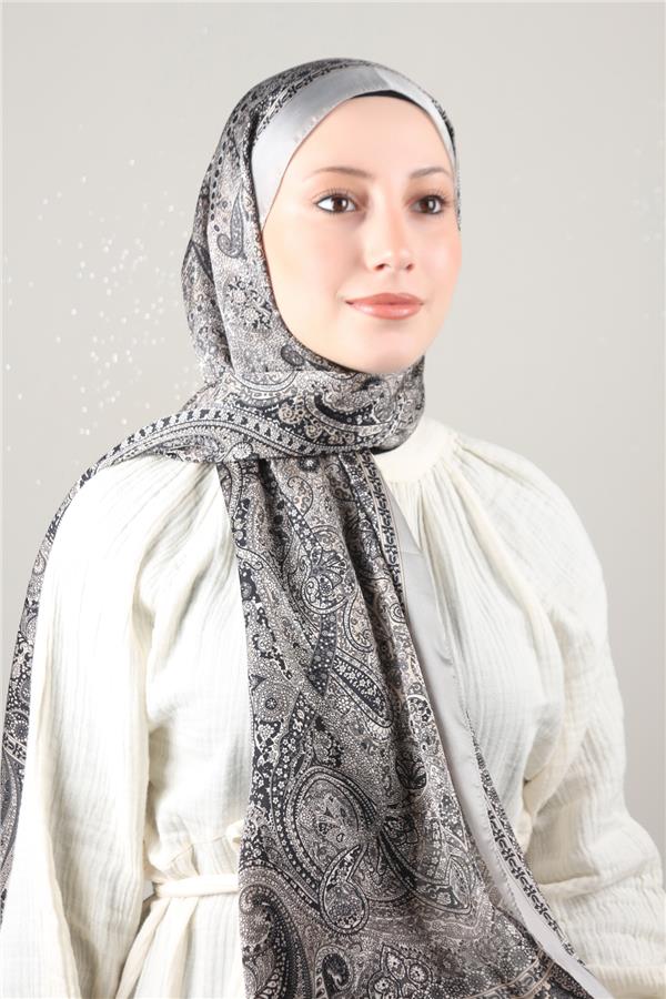Linda Etnik Desen Şal 1718-9 Gri 