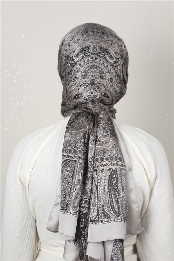 Linda Etnik Desen Şal 1718-9 Gri 