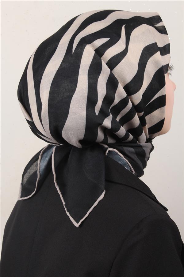 Locella Pamuklu Soft Eşarp 4160-4 Siyah-Bej