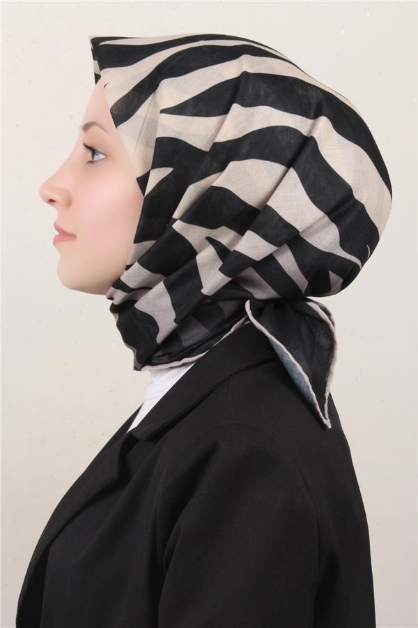 Locella Pamuklu Soft Eşarp 4160-4 Siyah-Bej