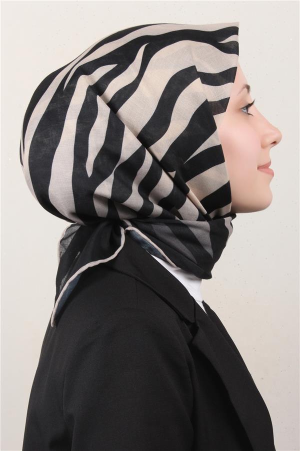 Locella Pamuklu Soft Eşarp 4160-4 Siyah-Bej