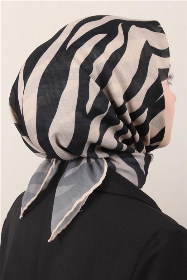 Locella Pamuklu Soft Eşarp 4160-6 Bej-Siyah