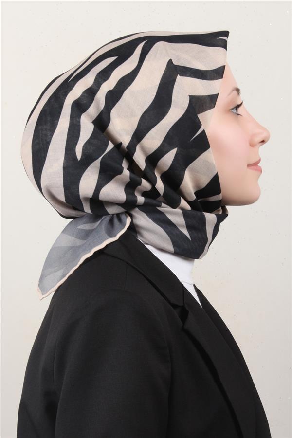 Locella Pamuklu Soft Eşarp 4160-6 Bej-Siyah