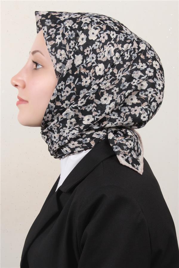 Locella Pamuklu Soft Eşarp 4161-14 Siyah-Bej