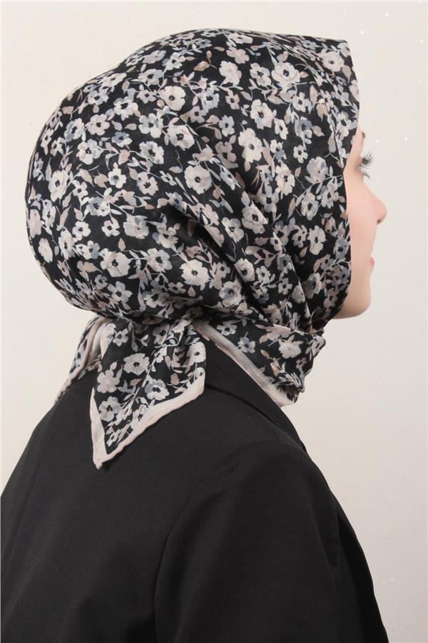 Locella Pamuklu Soft Eşarp 4161-14 Siyah-Bej