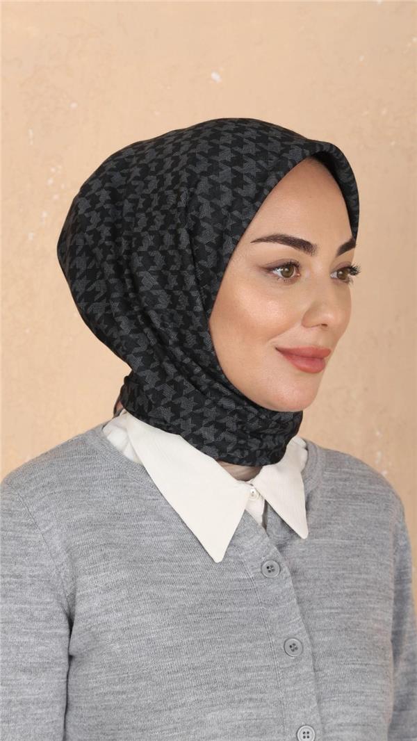 Locella Pamuklu Soft Eşarp 4520-6 Siyah-Gri