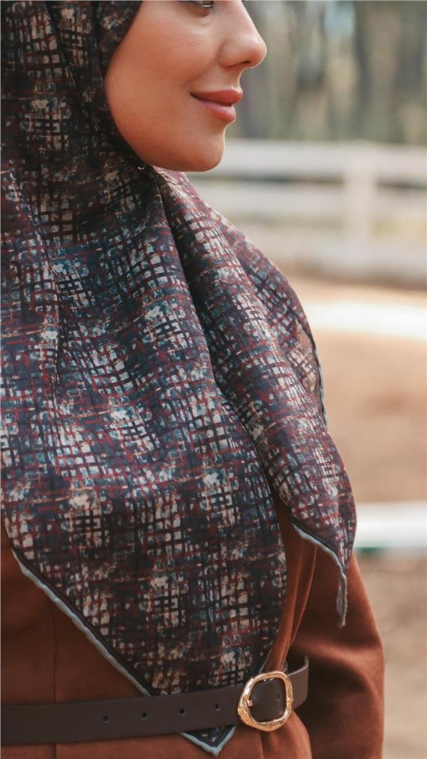 Locella Pamuklu Soft Eşarp 4521-4 Siyah-Bordo