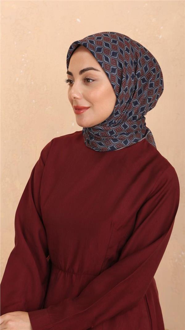 Locella Pamuklu Soft Eşarp 4522-11 Lacivert-Kırmızı 