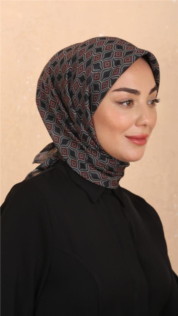 Locella Pamuklu Soft Eşarp 4522-9 Siyah-Kırmızı