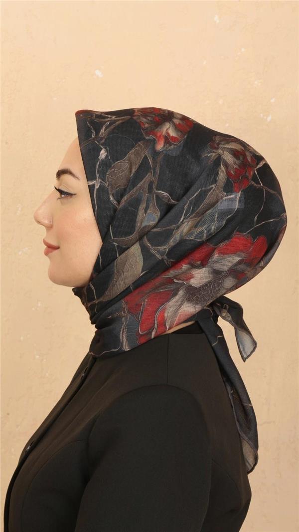Locella Pamuklu Soft Eşarp 4524-9 Siyah-Kırmızı 