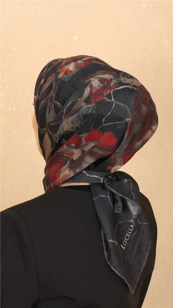 Locella Pamuklu Soft Eşarp 4524-9 Siyah-Kırmızı 