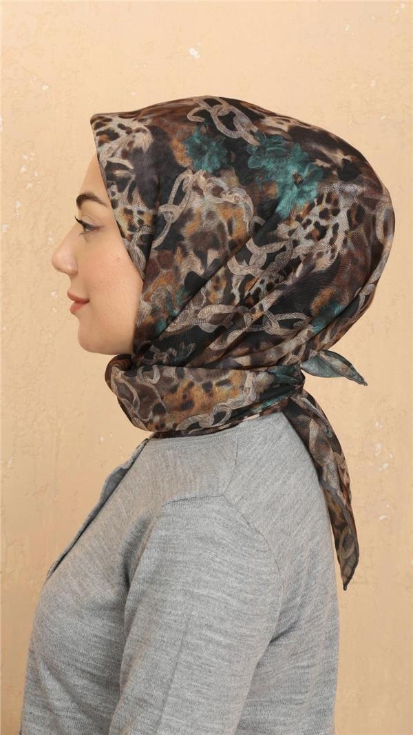 Locella Pamuklu Soft Eşarp 4529-10 Siyah-Zümrüt 
