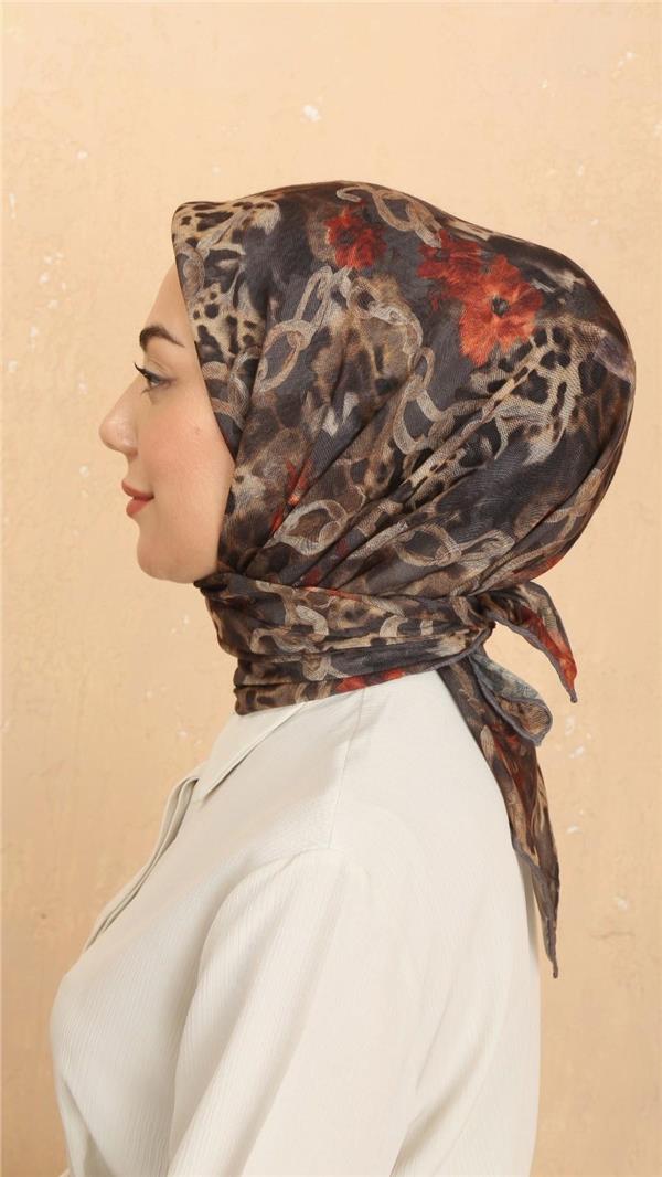 Locella Pamuklu Soft Eşarp 4529-9 Turuncu-Gri 