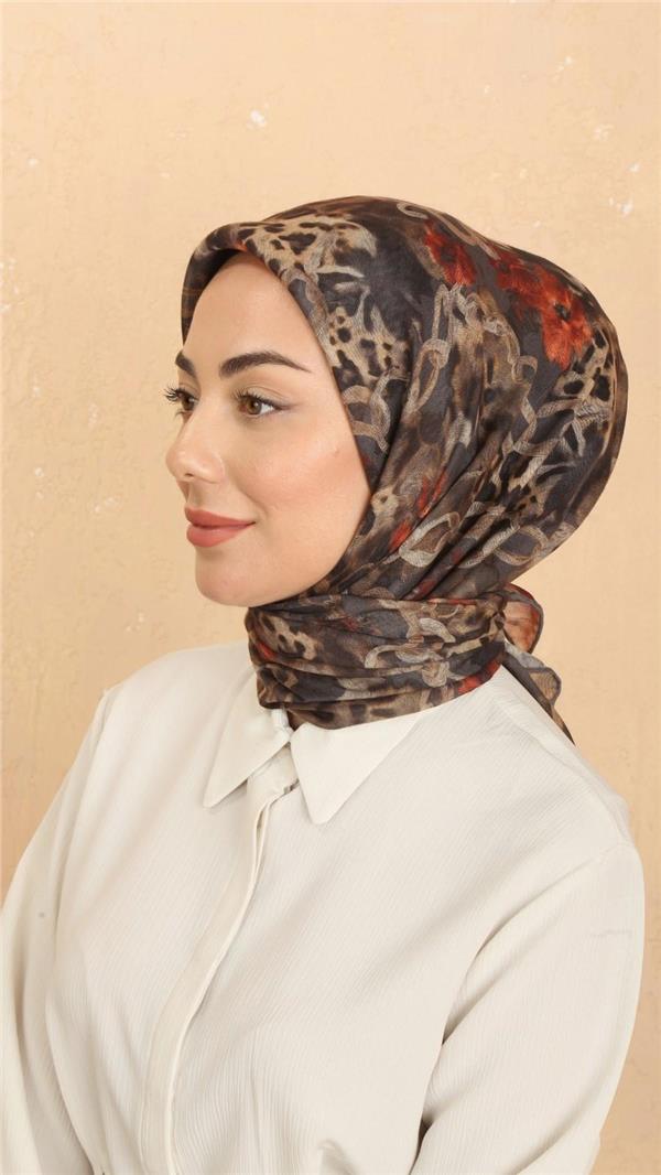 Locella Pamuklu Soft Eşarp 4529-9 Turuncu-Gri 