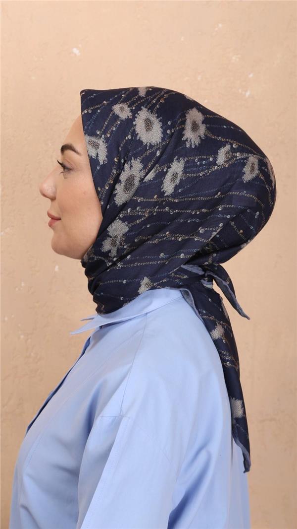 Locella Pamuklu Soft Eşarp 4531-1 Lacivert