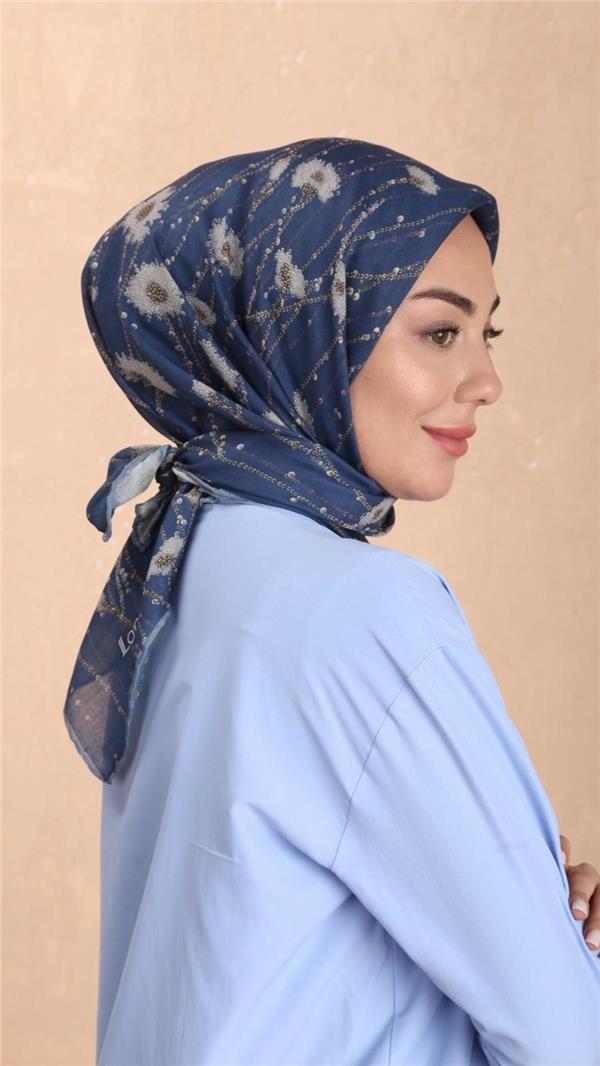 Locella Pamuklu Soft Eşarp 4531-8 Mavi 