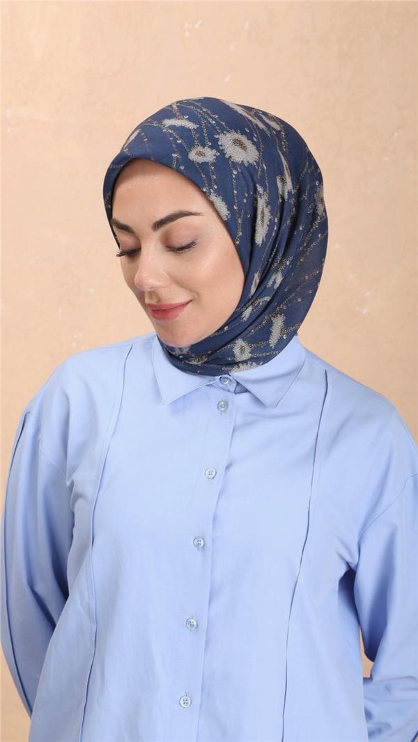 Locella Pamuklu Soft Eşarp 4531-8 Mavi 