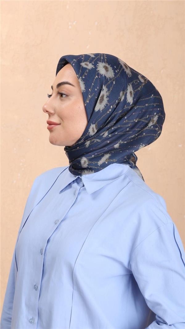 Locella Pamuklu Soft Eşarp 4531-8 Mavi 