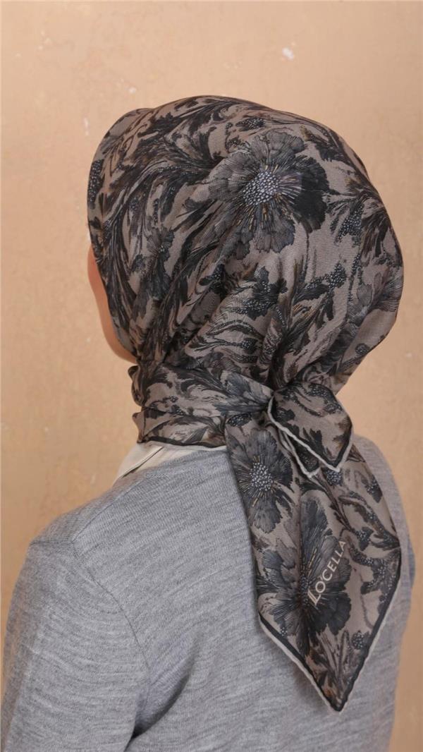 Locella Pamuklu Soft Eşarp 4532-10 Siyah-Vizon 