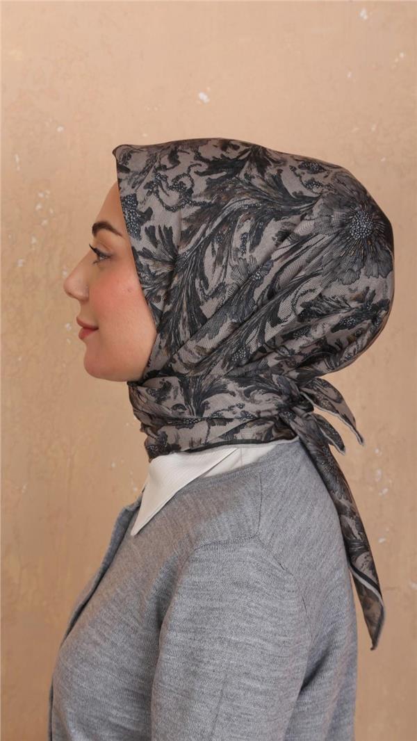 Locella Pamuklu Soft Eşarp 4532-10 Siyah-Vizon 