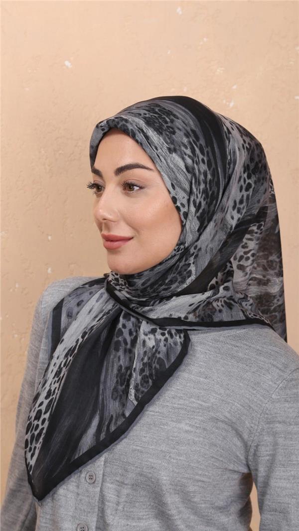 Locella Pamuklu Soft Eşarp 4534-3 Siyah-Gri 