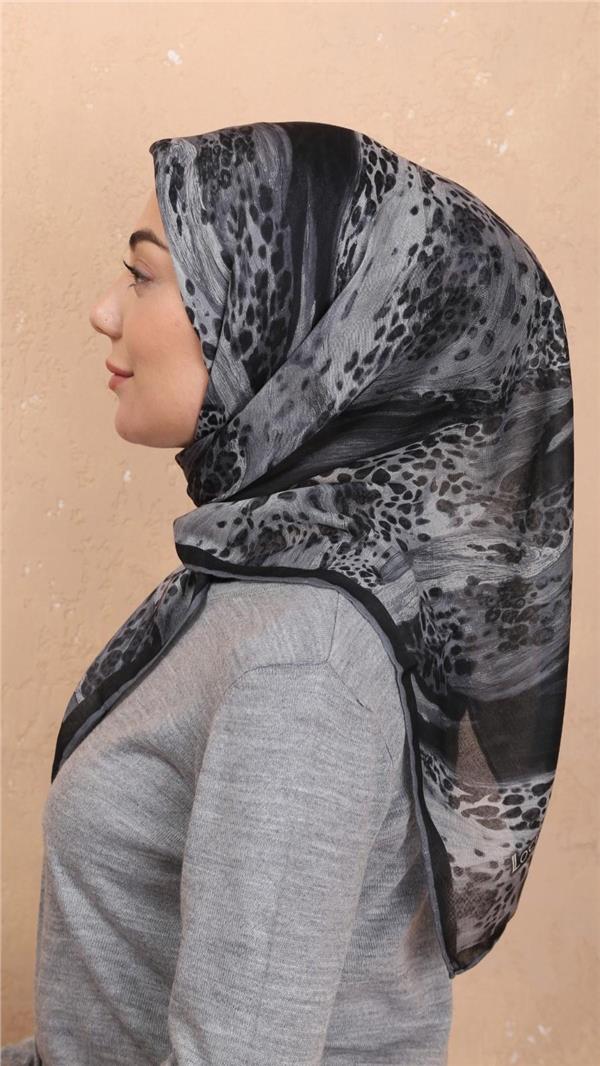 Locella Pamuklu Soft Eşarp 4534-3 Siyah-Gri 