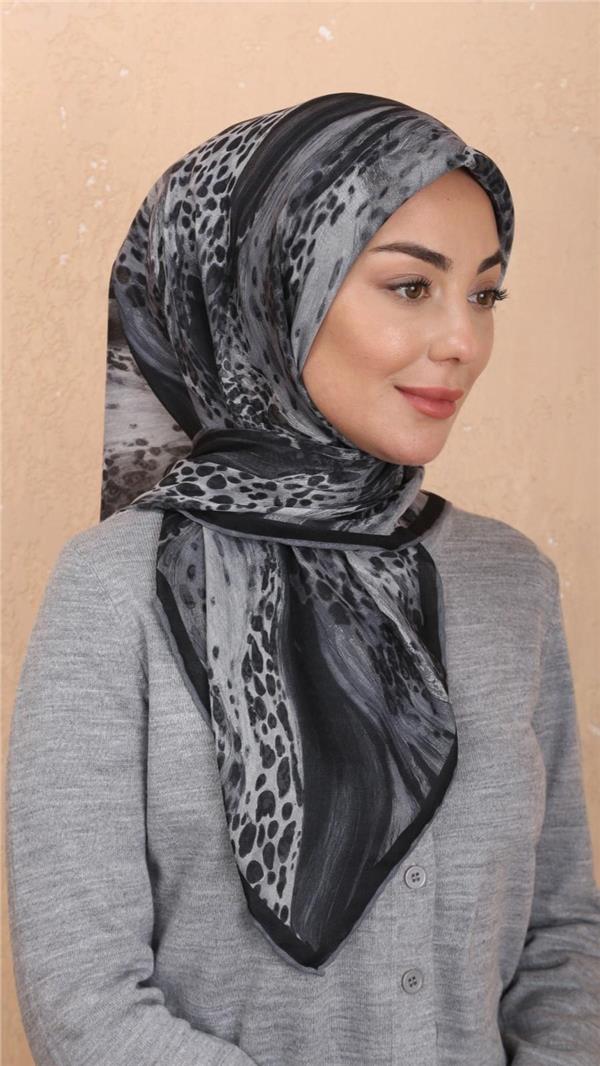 Locella Pamuklu Soft Eşarp 4534-3 Siyah-Gri 