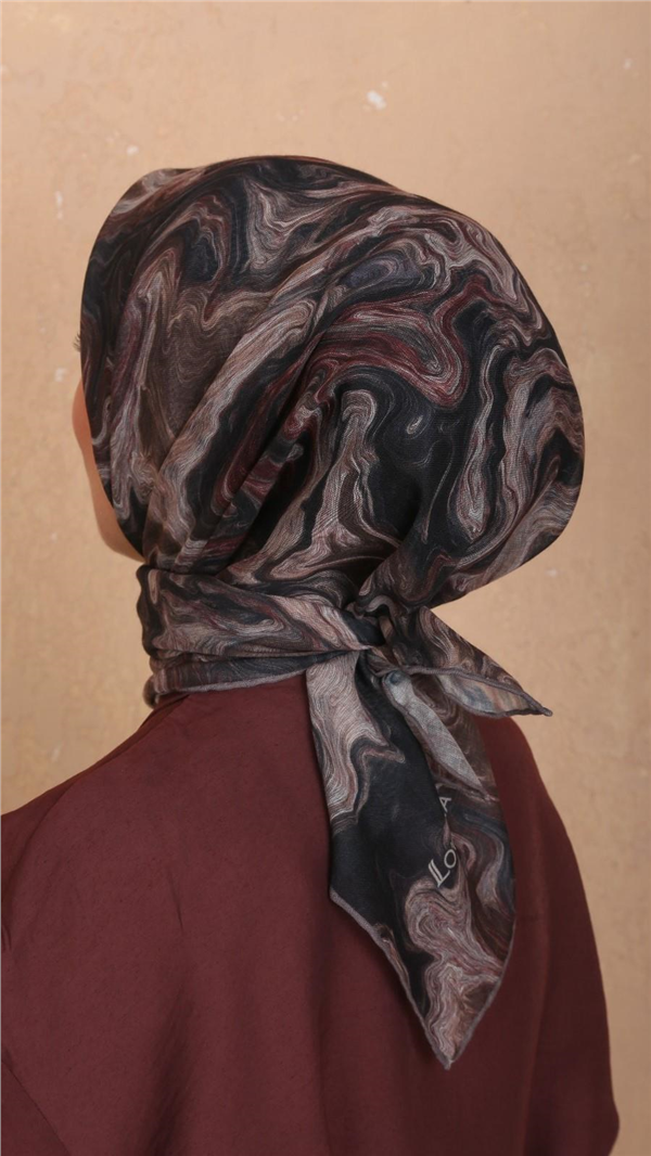 Locella Pamuklu Soft Eşarp 4535-12 Siyah-Vizon 