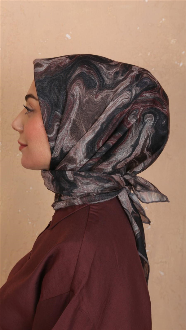 Locella Pamuklu Soft Eşarp 4535-12 Siyah-Vizon 