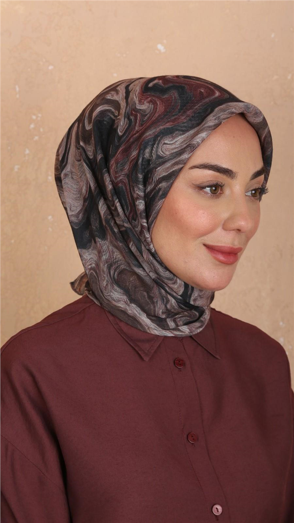 Locella Pamuklu Soft Eşarp 4535-12 Siyah-Vizon 